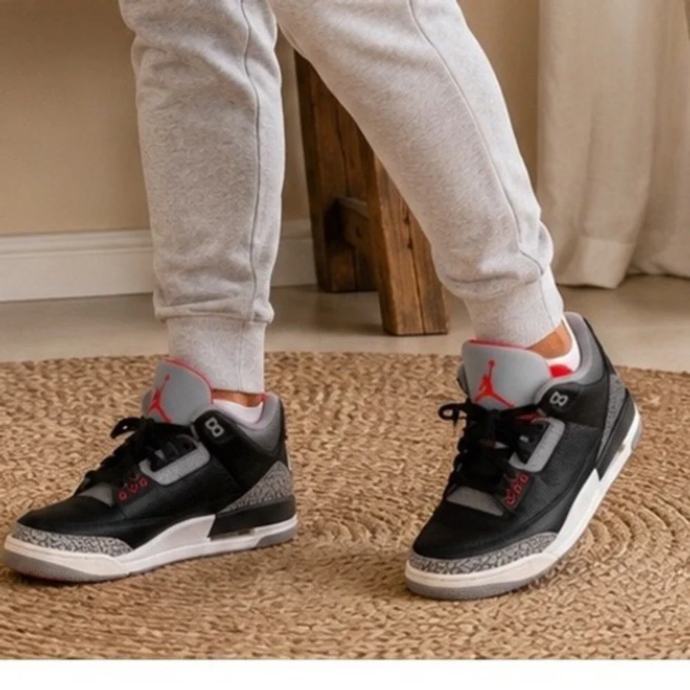Jordan 3 Retro Black Cement 2018 Mens Size 10.5 Black Grey Red 854262-001